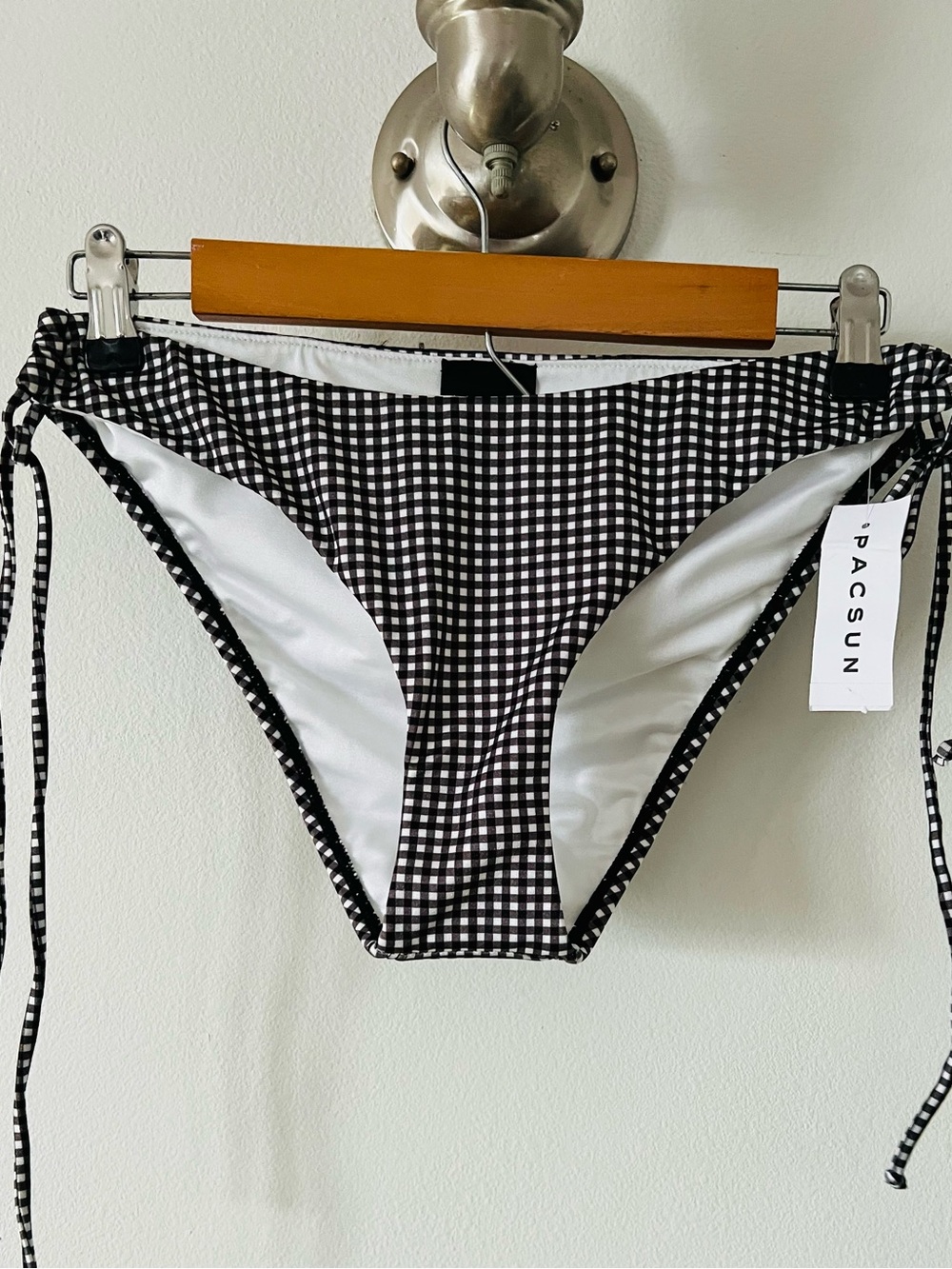 PacSun La Hearts Black & White Gingham Tie-Side Bikini Bottoms Sz M